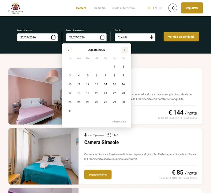 Ricerca custom della camera franciacorta